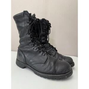 Vintage Corcoran Black Leather Lace Up Jump Boots Mens 9.5D Military Paratrooper